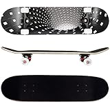 FunTomia Skateboard mit ABEC-9 Kugellager Rollenhärte 100A und 100% 7-lagigem kanadisches Ahornholz (Black Hole)