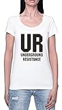 Ur Underground Resistane Damen T-Shirt Weißer Rundhals Leichtes Lässiges Kurzarm Women's White Crew Neck Casual Short S