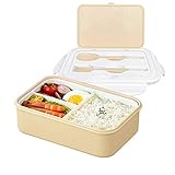 Lunch Box, Bento Box Lunchbox, 1400 ml Lunch Box, 3 Fächern Brotdose aus Kunststoff, Mit Besteck, Suit for Microwave Heating and Dishw