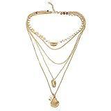 Huture Mehrschichtige Jakobsmuschel Kette Muschelkette Muschel Geschichtet Kragen Choker Perlenkette Conch Schale Halskette mit Shell Anhänger Kauri Halsband Schmuck für Damen Mädchen Liefert, G