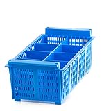 Kerafactum Besteckkorb Spülkorb Korb für Bestecke und Kleinteile | Spülmaschine Spülmaschinenkorb Köcher Besteckköcher EXTRA Gross Blue | 8 Fächer grobmaschig +120°C Cutlery Basket BPA F