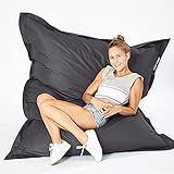 Green Bean © Square XXL Riesensitzsack Anthrazit 140x180 cm - mit 380L Füllung - waschbar, ergonomisch, extrem robust, mit Innensack - Indoor Outdoor Sitzsack für Kinder und Erw