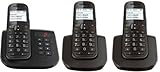 T-COM Sinus A206 Comfort TRIO Set schwarz, analoges DECT Telefon mit Anrufbeantw