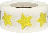 Gelbe Funkelnde Stern Aufkleber, 19 mm 3/4 Zoll Glänzende Holografische Etiketten 500 Packung