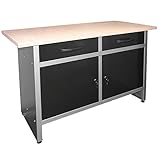 Germania Werkbank 120 x 60 x 85 cm mit Metallgestell und Holz-Arbeitsplatte Werkstatteinrichtung