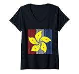 Damen Kostenloses Design der Hongkong-Flagge, Hongkong kostenlos T-Shirt mit V
