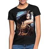 Spreadshirt Warner Bros Wonder Woman Vintage Porträt Frauen T-Shirt, XL, Schw