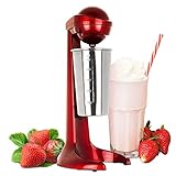 LIVIVO 2020 Modell Red Retro Style 100W Milkshake Maker Milchaufschäumer Maschine mit 500ml Edelstahl Rührbecher für Frappe, Milchschäumer, Säfte und Smoothies, Mixer Teig