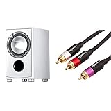 Canton AS 85.3 SC Leistungsstarke Aktiv-Subwoofer (200/280W) weiß & Amazon Basics PBH-20215 - Cinch-Audiokabel, 1 x Cinch-Stecker auf 2 x Cinch-Stecker, 4,6