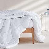 SLEEP ZONE Flauschiger Bettdecken-Einsatz – Ganzjahres-Steppdaunen-Alternative Mikrofaser-Steppdecke – Box genäht mit 8 Ecklaschen – leicht, wendbar, maschinenwaschbar (voll/Queensize, weiß)