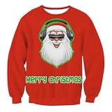 Mens Womens Novelty 3D Printed Cartoon Christmas Reindeer Sweater - Xmas Sweatshirt Crew Neck Sweatshirt S