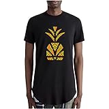 Ananas Afrikanische Herrenhemden Runder Saum Kurzarm T Shirt Mode Workout Hipster Tops Mittellanges T S