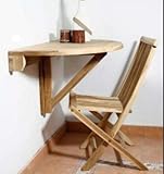 Wandklapptisch Sondrio rund Teak Massivholz Abmessungen 50 x 50
