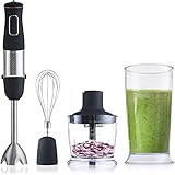 Müller Koch Stabmixer Set 1000 W variable Geschwindigkeitsregelung, Turbofunktion, Pürierstab Edelstahl inkl. Elektrischer Schneebesen, Messbecher, Zerk