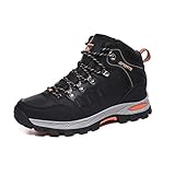 FOGOIN Wanderschuhe Herren Damen High Trekkingschuhe Wanderstiefel Outdoorschuhe Schwarz EU46