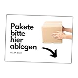 Paket hier ablegen Pakete Schild Spruch Paketablage Versand Türschild Warnschild M