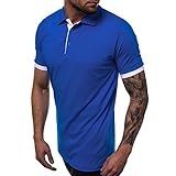 Herren Polo Shirts Leicht Classic Sport Golf Shirts Polo Hemd Herren Basic Klassisch Tops IFOUNDYOU Poloshirt Herren Stehkragen Kurzarm T Shirt mit Knöpft Polohemd Herren Streifen Casual Tee Top