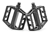 Kartell ® Plattform MTB Fahrradpedale mit Gleitlager-Technologie für Mountainbike, BMX, Dirt Jumping & E-Bike Paar, 9/16“ Gewinde, schw