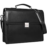 STILORD 'Johann' Klassische Aktentasche Herren Damen Schwarz Businesstasche 15,6 Zoll Laptop DIN A4 Ordner mit Schloss Echtes Rinds-L