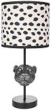 BRUBAKER Tisch- oder Nachttischlampe Leopard - Tischleuchte mit Keramikfuß und Stoffschirm - 40 cm Höhe, Schwarz Beige gepunk