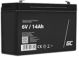 Green Cell® AGM 6V 14Ah Akku VRLA Blei-Batterie Bleiakku Ersatzakku Gelakku Akkubatterie Zyklenfest Unbemannt Spielzeug | Elektro Spielzeug| Alarm | Notstrom | Kinderfahrzeuge| Kinder-Q
