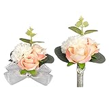 Peng Haiyunfei Brautjungfer Hochzeit Handgelenk Blume Corsage Braut elastische Armband-Corsage Hochzeit Handball Party zurück zur Schule Hand Blumendekoration (Rosa 2-teiliges Set)