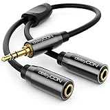 deleyCON 0,20m Audio Klinken Y Splitter Kabel Y-Adapter Kabel - AUX - 3,5mm Klinken Stecker auf 2x 3,5mm Klinken Buchse - 3,5mm Stereo Klink