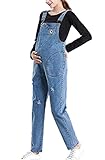 babao Denim Umstands-Latzhose Taillenlos verstellbare Schwangerschaftsmode-O