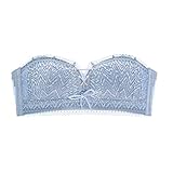 Uekinishi Bandeau-Mode-Blumen-Spitze-BH-Röhren-Top Destillige Trägerlose Bandeau-BH Für Frauen-Mädchen,Blau,38/85C