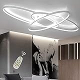 LED Deckenleuchte 58W Dimmbar Wohnzimmerlampe mit Fernbedienung Acryl-Schirm Esszimmerlampe Decke Pendelleuchte Modern Oval Design Esstischlampen Schlafzimmerlampe Badlampe Flur Chic Dekor Deckenlamp