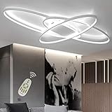 LED Deckenleuchte 58W Dimmbar Wohnzimmerlampe mit Fernbedienung Acryl-Schirm Esszimmerlampe Decke Pendelleuchte Modern Oval Design Esstischlampen Schlafzimmerlampe Badlampe Flur Chic Dekor Deckenlamp