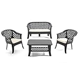 Mojawo Praktisch und Schön! Garten Lounge Set 2 Sessel + Tisch + Sofa Anthrazit Rattan-Optik ink