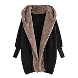 Teddy Jacke Damen mit Kapuze, Fleecejacke Lang mit Kapuze Plüschjacke Große Größen Fleecemantel Warm Teddy-Fleece Übergangsjacke Reißverschluss Herbst Winter Sweatjacke Fleece Mantel Cardigan R