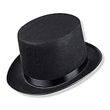 Schramm® Zylinder Hut mit Satinband Schwarz für Erwachsene Chapeau Zy