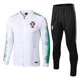 DDZY 19-20 portugiesischen Fußball-Trainingsanzug, Herbst und Winter High-Neck Zipper Langarm-Pullover Jacke,Weiß,L