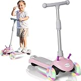 ScootHop Elektro Scooter für Kinder, Elektroroller für Kinder 2-8 Jahre Roller Kinder Verstellbarer Dreiradscooter, 80W Motor, LED Rädern, Gewichtsbelastung bis 50 kg Kinderscooter für Jungen M