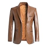 NJBYX Blazer Herren Frühling Herbst Slim Fit Herren Anzug Jacken Mode Leder Blazer Herren Jacke (Color : Brown, Size : XL code)