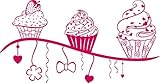 GRAZDesign Wandgestaltung Küche Herz - Küche Wandgestaltung Cupcake - Wandtattoo Küche Gebäck / 58x30cm / 041 pink