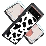 Jefonha Schutzhülle für Google Pixel 6 (6,4 Zoll) (16,3 cm / 6,4 Zoll), modisch, niedlich, Kuh, schwarz, weiß, Reifenmuster, stoßfest, rutschfest, weich, inkl. Display