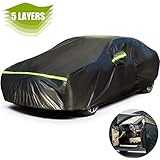 Favoto Autoabdeckung Winter Vollgarage Auto Abdeckplane Staubdicht Wasserdicht Autohülle Autoplane Car Cover für 435-470cm Limousine Schwarz 465cm x 190cm x 150cm 2.8kg