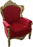 Casa Padrino Barock Sessel King Rot/Gold Mod2 - Möbel im Antik