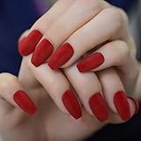 DCJ® Falsche Nägel Rote Ballerina Sarg Nagel weich matt gefälschte Nagelpeeling Damen gefälschte Nagel Finish Design Fingernagelsp