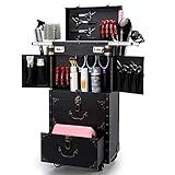 ASCASE Rolling Abschließbar Zug Kosmetikkoffer Trolley Make-Up Etuis Friseurwagen Stylist Schönheit Salon Gepäck Reise Veranstalter Werkzeug Box Mit Haartrockner H