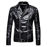 Motorradjacke Herren Slim Fit Stehkragen/Revers Wasserfeste Jacke Herren Einfarbig/Drucken Trend Hip Hop Style Jacke Herren Herbst Winter Winddicht Übergangsjacke H