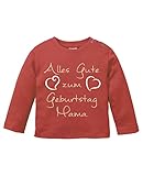 Comedy Shirts - Alles Gute zum Geburtstag Mama - Baby Langarm Shirt - Rot/Beige-Weiss Gr. 80/86