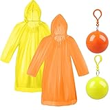 2 Stück Adult Tragbarer Notfall Regenmantelball Regenponcho-Kugel Notfall-Regenmantel Verpackt in Kunststoff-Schlüsselbundkugel Notfall-Poncho für Wanderungen Camping Reisen im F