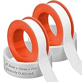PTFE Teflonband Gewindedichtband, Netume 2 Rollen Teflon Dichtband Dichtungsband für Poolschlauch, Wasserleitung PTFE Band Abdichtband für Duschkopf Außenwasserhahn Auslaufventil, Hitzebeständig, Weiß