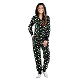 RMBLYfeiye Damen Jumpsuit Weihnachten Onesie Overall Freizeitanzug Overall Hausanzug Einteiler Strampler Trainingsanzug Pyjama mit Kapuze Herbst Winter mit Norweger M