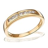 goldmaid Damen-Ring Gelb Gold 585 Memoire 7 Diamanten 0,25 Karat, Grösse 60 Me R2525GG60 Brillanten Diamantring Verlobung