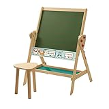 roba Tafel & Kinder-Sitz-Set, Kindertafel wandelbar zu Tisch-Stuhl-Set, Standtafel drehbar zu Kindertisch, Schreibtafel liniert, Uhr, ABC, Zahlen und Ablage, H
